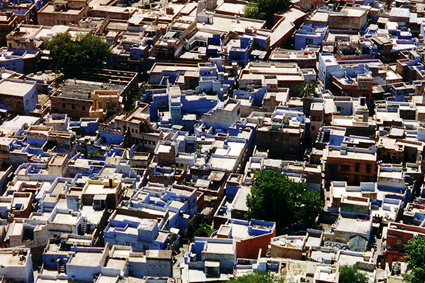 Vue de la ville de Johdpur sans effet Till-Shift