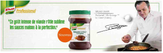 Bruno Oger, chef conseiller culinaire de Unilever Food Solutions se produit en dmonstrations prives durant des Festivals. L’occasion de montrer le potentiel des fonds Knorr Professional.