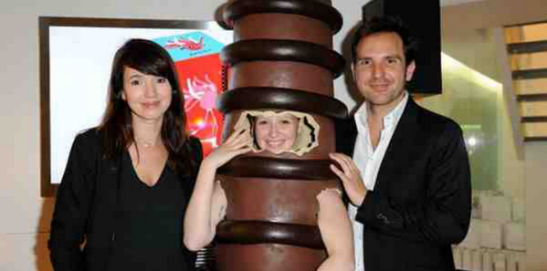 Christophe Michalak, le clbre chef ptissier, et sa femme l’actrice Delphine McCarthy lors de la soire Mikado King Choco (Lu, Kraft Foods) au « concept store » Colette  Paris, le 24 mai 2012