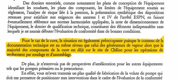 Copie d'cran du courrier de l'ASN  AREVA NP en date du 2 avril 2007