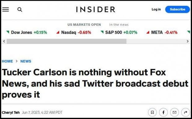 Tucker Carlson on Twitter- Commentaire dgradant de Business Insider.