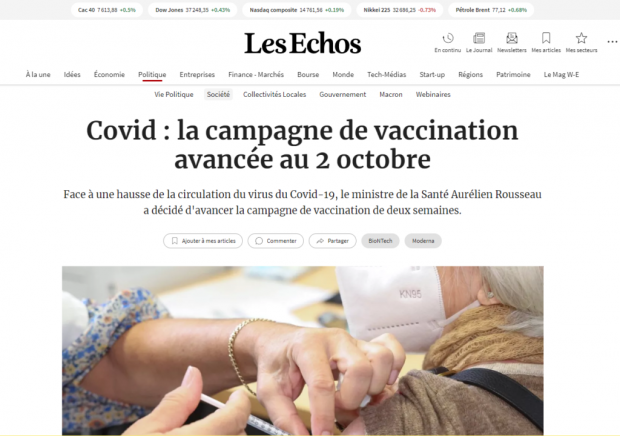 Les Echos : Covid, la campagne de vaccination face  une hausse de la circulation du virus